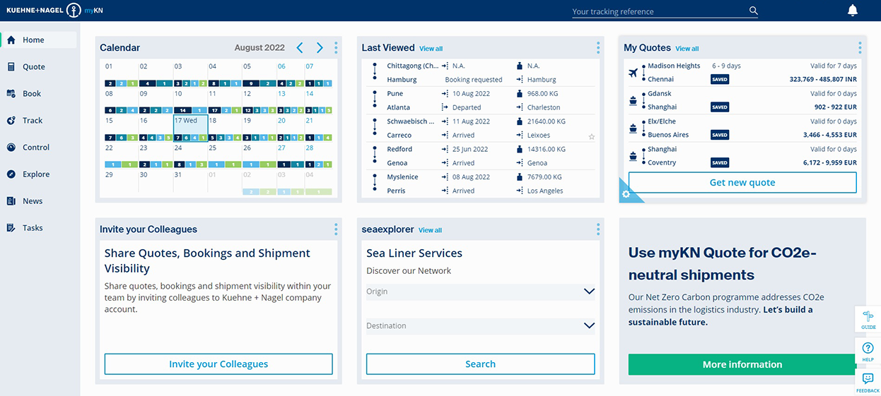 View myKN - Freight Quotes, booking and tracking online